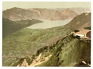 Cantons: View of Stans, Lake of the Four Cantons and Rigi, Stanserhor