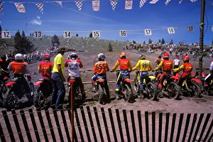 Lineup: Back View Starting Lineup at Motorcycle Dirt Track