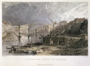 1796: View of Sunderland the Iron Bridge across the
