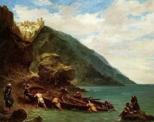 Moroccans: View of Tangier from the Seashore, by Delacroix