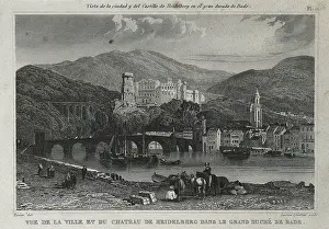 Wurtemberg: View of the town and the castle of Heidelberg