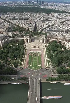Trocadero: View of Trocadero square from Eiffel Tower in Paris, 1996