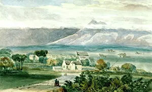 Iziko: View of Tulbagh with Church in foreground, circa 1837