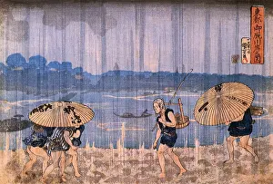 Utagawa: View of the Umaya River Bank