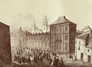 Lithographs: View of the University of Cervera. Engraved by S