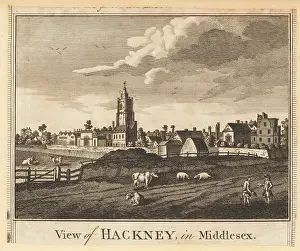Alexander Hogg: View of the village of Hackney in Middlesex, 1784