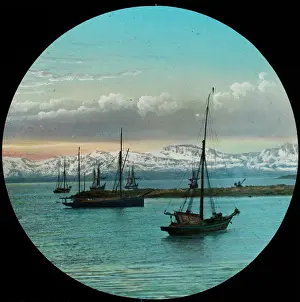 Ridges: View across water showing five sail boats