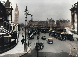 Stephens: View from Waterloo of traffic crossing Westminster Bridge