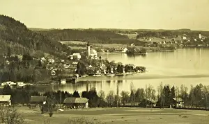 Attersee: View from the west to the village of Attersee at the