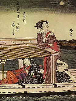 Courtesans: Viewing the Moon from a Boat on the Sumida River