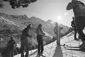 Skiers: Views of Elbrus