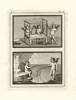 Scalloped: Vignettes of Cupids playing and working
