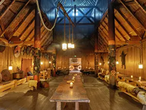 Vestfold: Viking hall reconstruction, Midgard Viking Centre, Borre