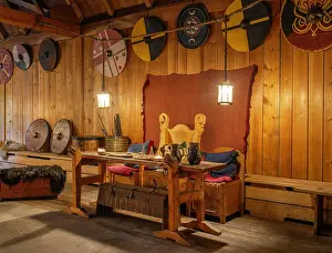 Vestfold: Viking hall reconstruction, Midgard Viking Centre, Borre