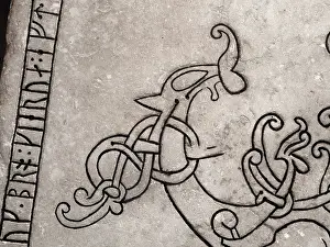 Runestone: Viking runestone, Gotland Museum, Visby, Gotland, Sweden