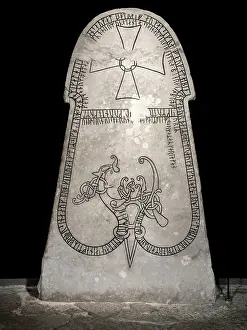Runestone: Viking runestone, Gotland Museum, Visby, Gotland, Sweden