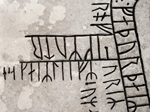 Runestone: Viking runestone, Gotland Museum, Visby, Gotland, Sweden