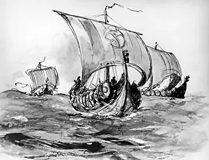 Rower: Viking ships at sea, 1937