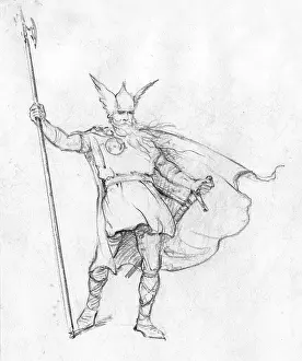 Pikes: A Viking warrior with a pike, sword and winged helmet