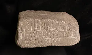 Runic: Viking whetstone, Gotland Museum, Visby, Gotland, Sweden