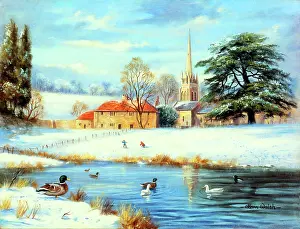 The Kevin Walsh Nostalgia Collection: Village pond in winter