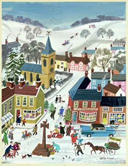 Village Scene at Christmas Time