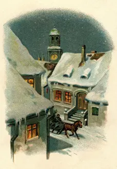 Coldness: Village in the snow at Christmas