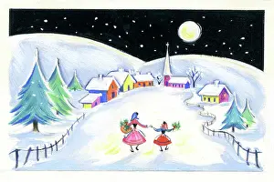Kris: Village in the snow in moonlight