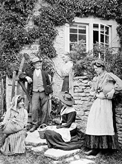 Socialising: Villagers having conversation, 1890s