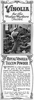 Toiletries: Vinolia for war workers advertisement, WW1