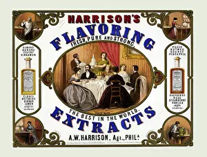 1853: Vintage advertisement for Harrison's flavoring