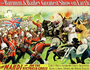 Sudan: Vintage Barnum & Bailey circus poster - a battle