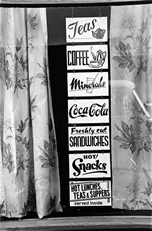 Plaques: Vintage cafe window sign listing menu items