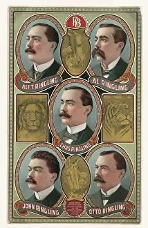 Vignette: Vintage circus poster - five Ringling Brother's