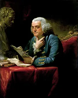 Statesmen: Vintage painting of Benjamin Franklin, one of