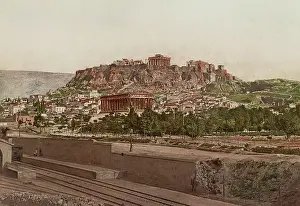 Acropolis: Vintage photochrom print of the Acropolis and