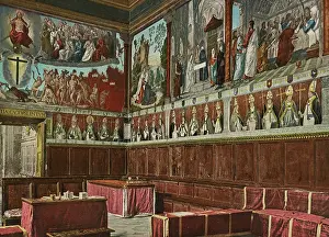 Frieze: Vintage photochrom print of the interior of the