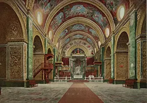 Vault: Vintage photochrom print of the interior of St