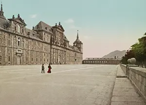 Printmaking: Vintage photochrom print of the Monastery of El