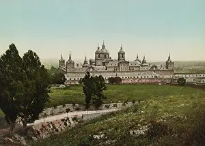 Printmaking: Vintage photochrom print of the Monastery of El
