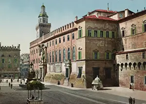Bologna: Vintage photochrom print of the Palazzo d'Accursio