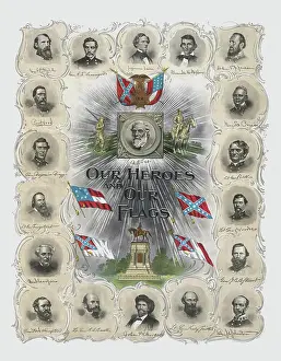 Respect: Vintage print of prominent Confederate Generals