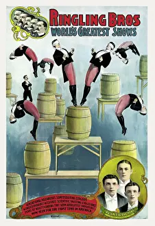 Acrobatic: Vintage Ringling Bros. circus poster showing the