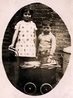 Pram: Vintage Toy Pram & Children