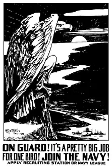 Enlisting: Vintage World War I poster of a bald eagle