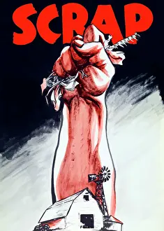 Recycling: Vintage World War II poster of an arm emerging