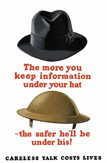 Headwear: Vintage World War II poster featuring a fedora