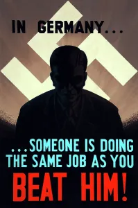Enlisting: Vintage World War II poster featuring a man