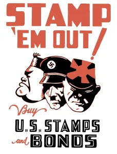 Hirohito: Vintage World War II poster showing the cartoon
