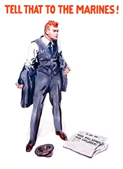 Removing: Vintage WW1 poster of a man removing his jacket